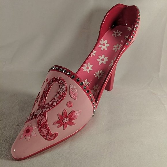 Breast Cancer Awareness Pink Ribbon Stiletto High Heel Bottle Holder Rest Wine - Picture 2 of 16
